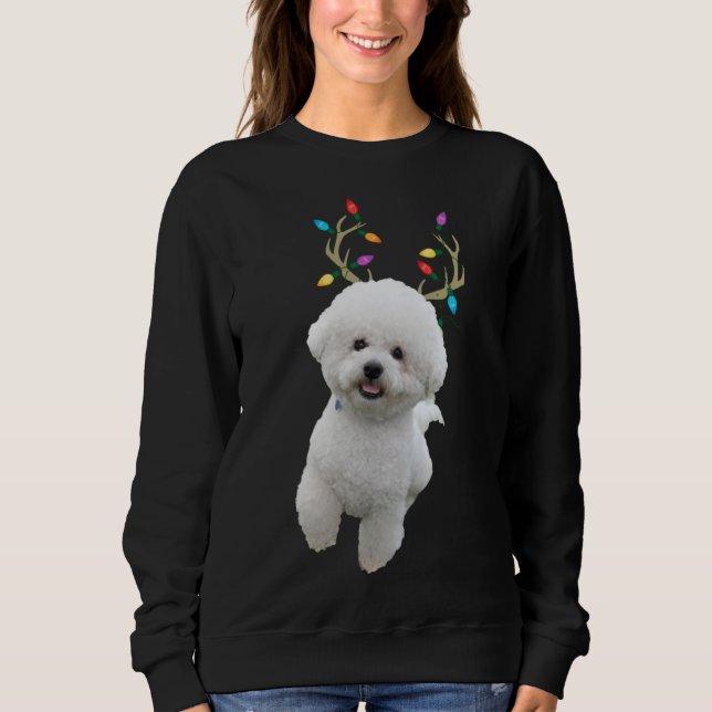 Sudadera Perro de los Navidades de renos de Bichon Frise (Anverso)