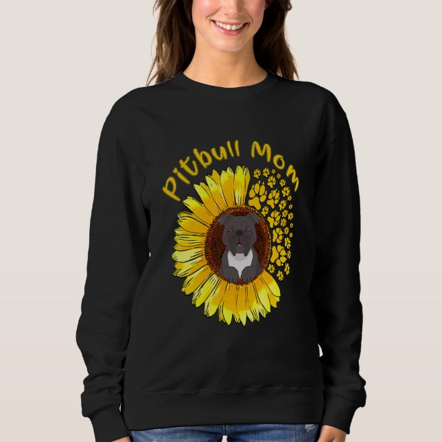 Sudadera Perro de mamá de Pitbull, girasol femenino (Anverso)