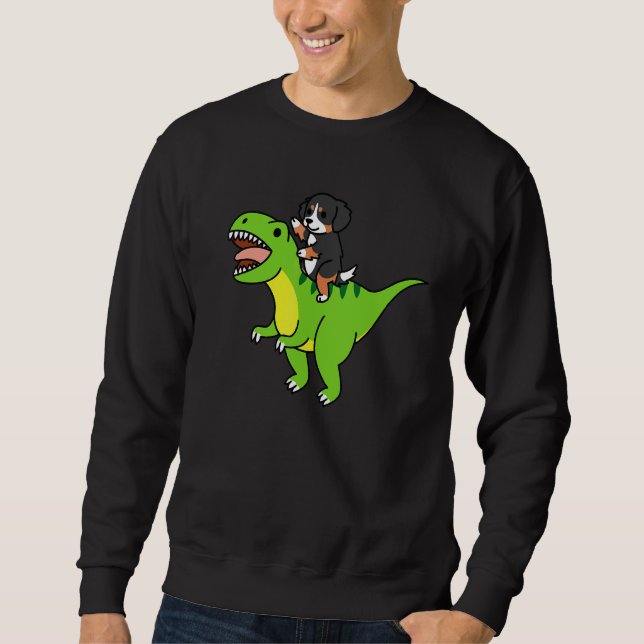Sudadera Perro de montaña bernés montando dinosaurio Rex pe (Anverso)