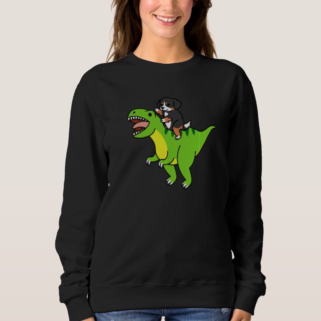 Sudadera Perro de montaña bernés montando perro de dinosaur (Anverso)