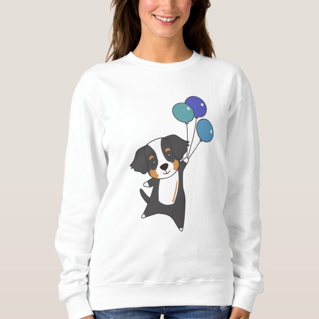 Sudadera Perro de montaña de Berna vuela con globos dulce (Anverso)
