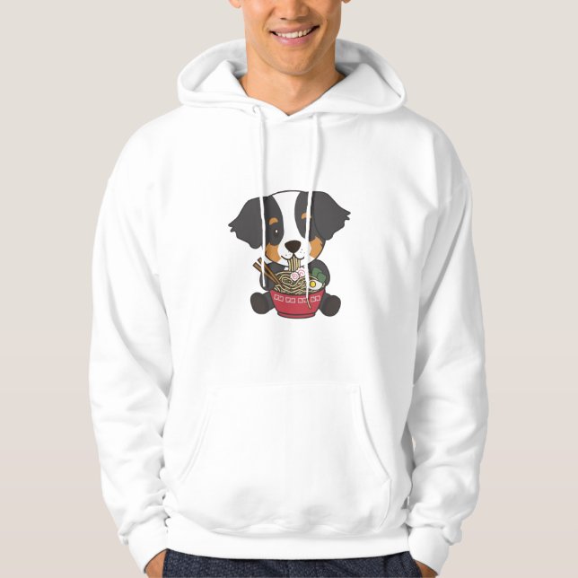 Sudadera Perro de montaña de Bernese comiendo Ramen Sweet K (Anverso)