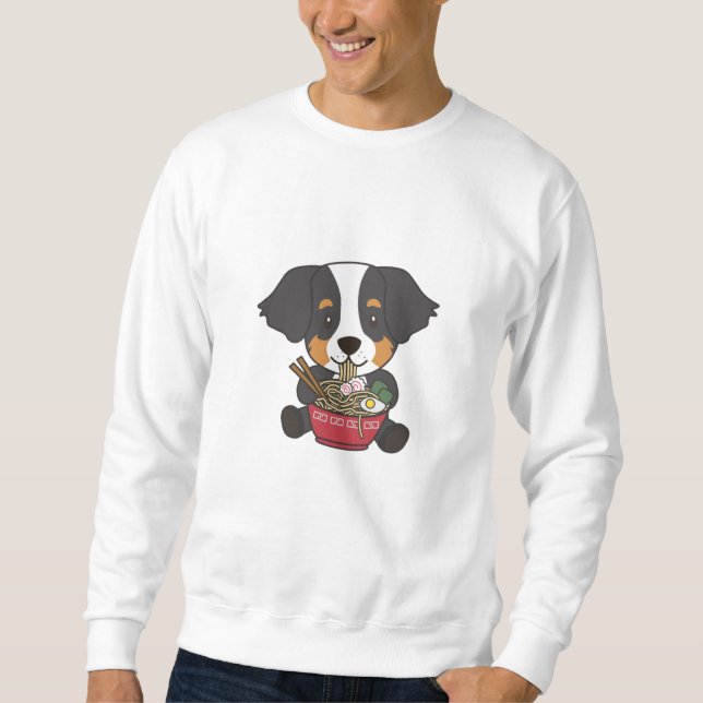 Sudadera Perro de montaña de Bernese comiendo Ramen Sweet K (Anverso)