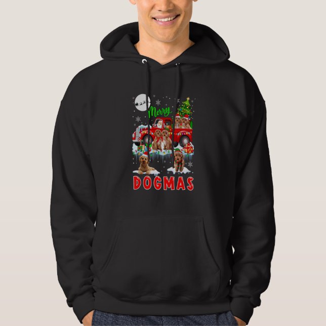 Sudadera Perro De Navidad Alegre Santa Llevando Cockapoos E (Anverso)