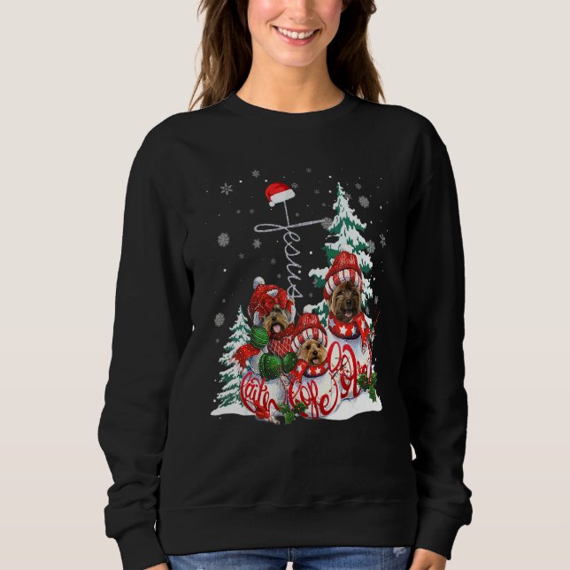 Sudadera Perro de Navidad Fe Esperanza Amor Jesús Navidad (Anverso)
