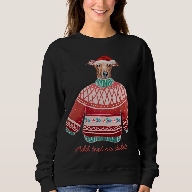 Sudadera Perro de Navidad feo de galgo italiano Mamá (Anverso)