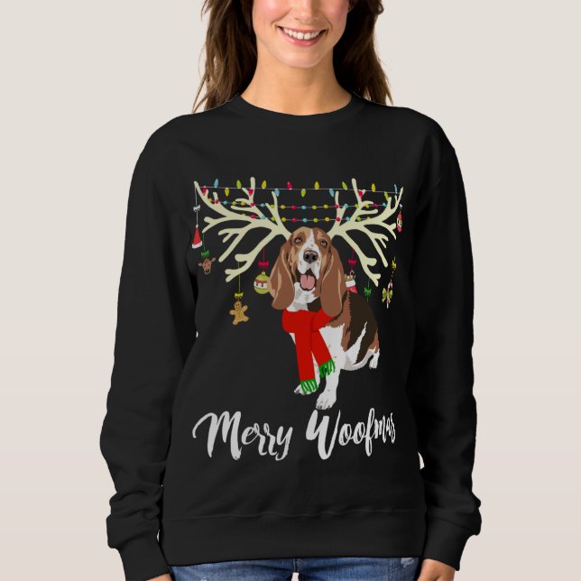 Sudadera Perro de Navidades de renos de merry Woofmas Basse (Anverso)