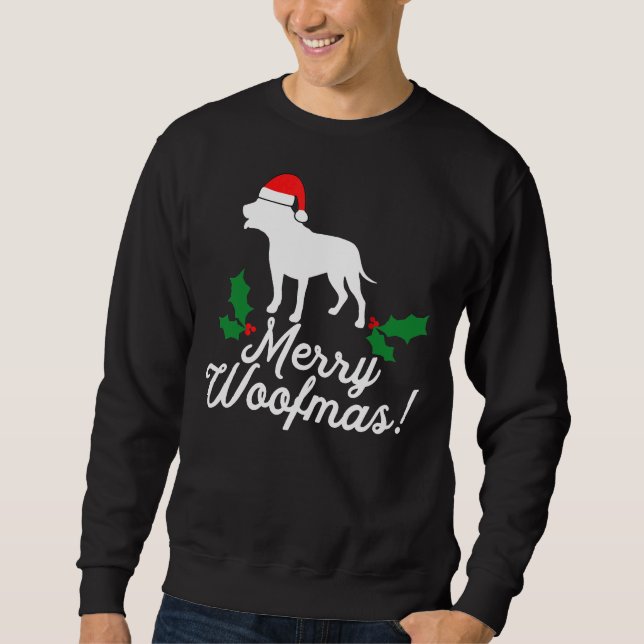 Sudadera Perro de Navidades de Toros de Merry Woofmas Pit (Anverso)