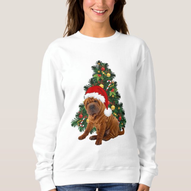Sudadera Perro de Navidades Shar Pei, perrito de Navidad Sh (Anverso)
