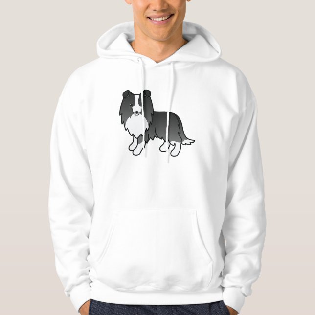 Sudadera Perro de oveja Shetland negro Sheltie Perro de car (Anverso)