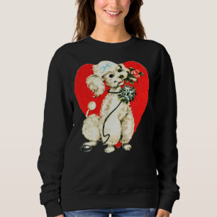 Sudadera Perro de perro de caniche sostiene flores amor de
