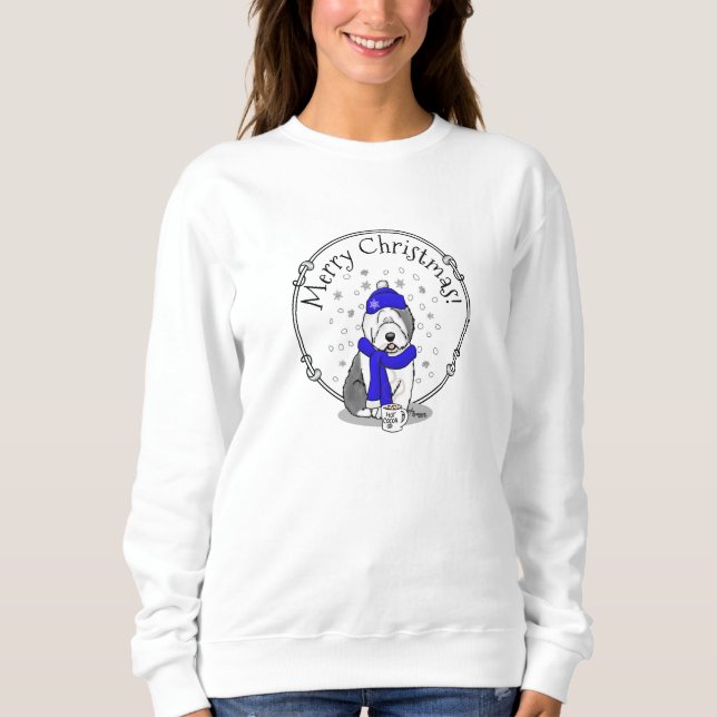 Sudadera Perro de perro de perro de perro viejo inglés azul (Anverso)