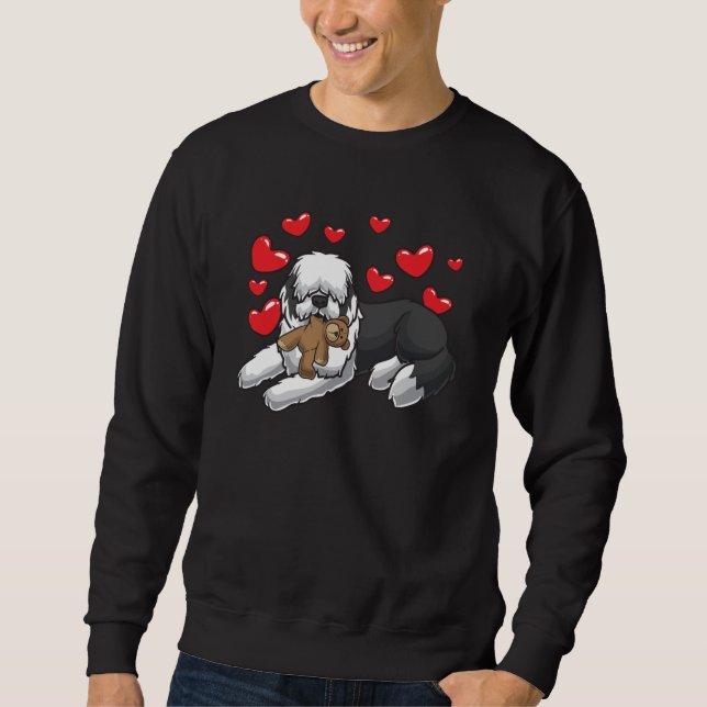 Sudadera Perro de perro pastor inglés con animal relleno y (Anverso)