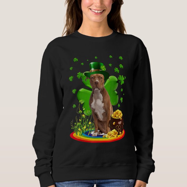 Sudadera Perro de Pitbull Chamrock St Patricks Day Dog Iris (Anverso)