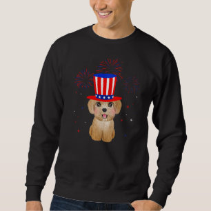 Sudadera Perro De Poodle Rojo Azul Blanco Fuegos Artificial