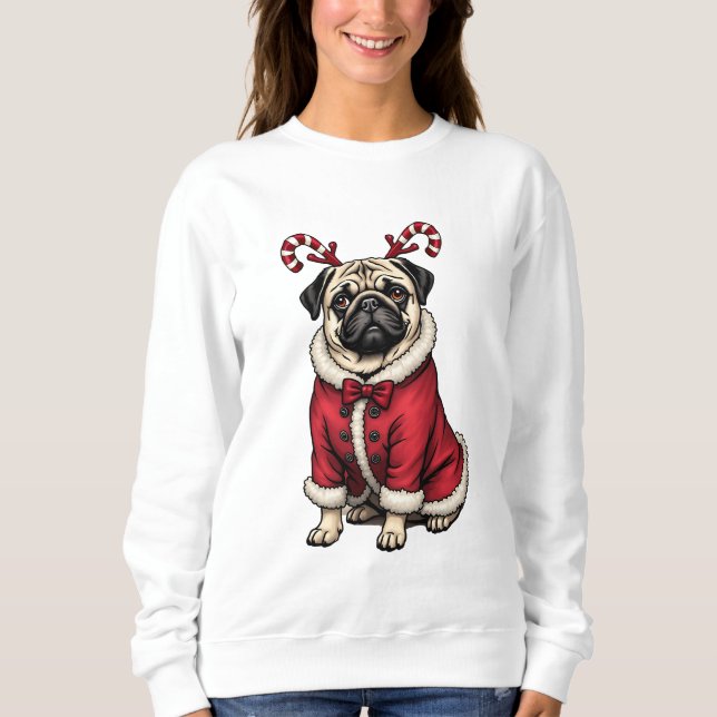 Sudadera Perro de Pub con Traje de Papá Noel para Amantes d (Anverso)
