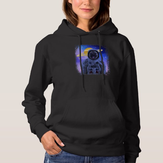 Sudadera Perro De Pug Cutáneo Con Casco Astronauta Galaxia  (Anverso)