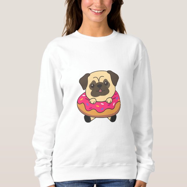 Sudadera Perro De Pug Cute Perro De Cachorro Perro De Donut (Anverso)
