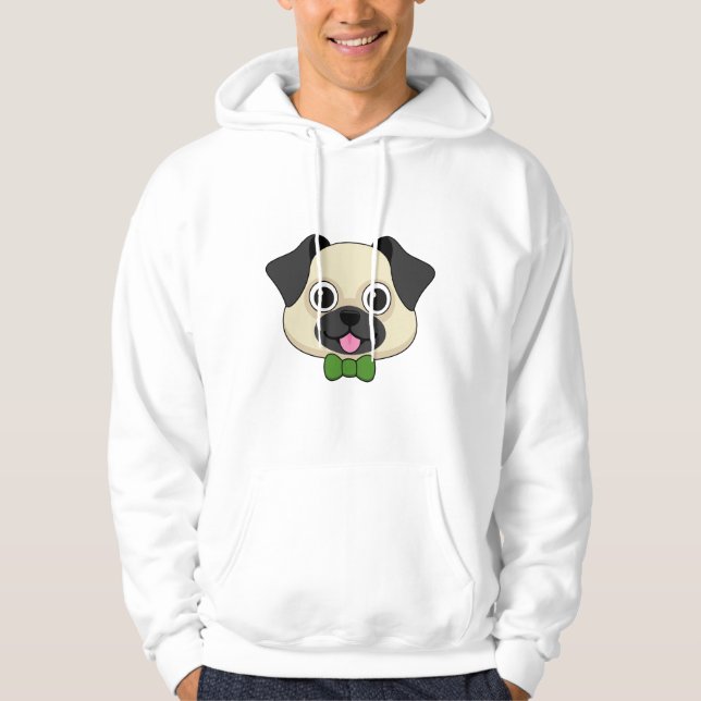 Sudadera Perro de pug feliz lindo con papillón (Anverso)