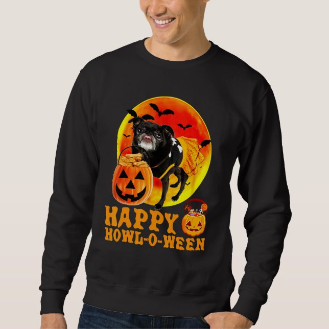 Sudadera Perro De Pug Negro Sticendo La Lengua Con Una Jack (Anverso)
