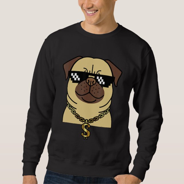 Sudadera Perro de rapero de pug de Guay con blandos Hip hop (Anverso)