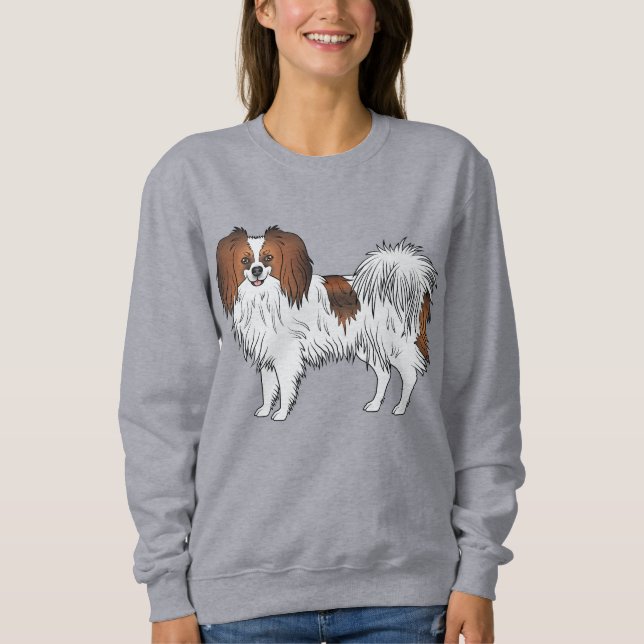 Sudadera Perro de raza juguete feliz Phalène Sable Rojo (Anverso)