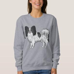 Sudadera Perro de raza juguete lindo Papillon negro y blanc