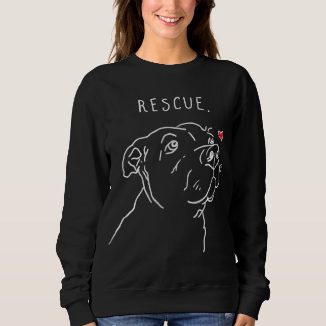 Sudadera Perro de rescate, dibujo de Pitbull, rescate a mam (Anverso)