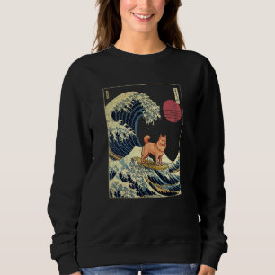 Sudadera Perro de surf Spitz finlandés Ola de Kanagawa japo