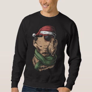 Sudadera Perro del Golden Retriever Con Sombrero Santa Para