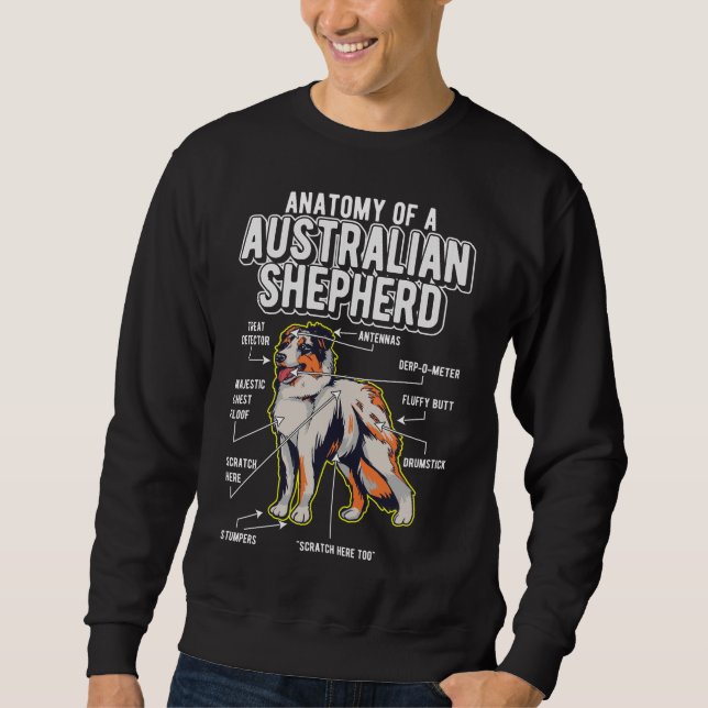 Sudadera Perro divertido de la anatomía pastora australiana (Anverso)