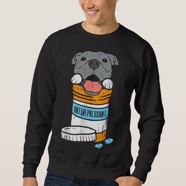 Sudadera Perro divertido del antidepresivo Pitbull (Anverso)