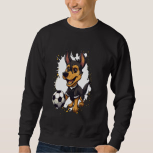 Sudadera Perro Doberman jugando al fútbol mascota cómica