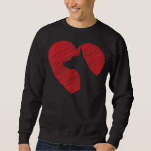 Sudadera Perro El día de San Valentín del corazón de Doberm