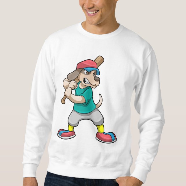 Sudadera Perro en béisbol con bate de béisbol (Anverso)