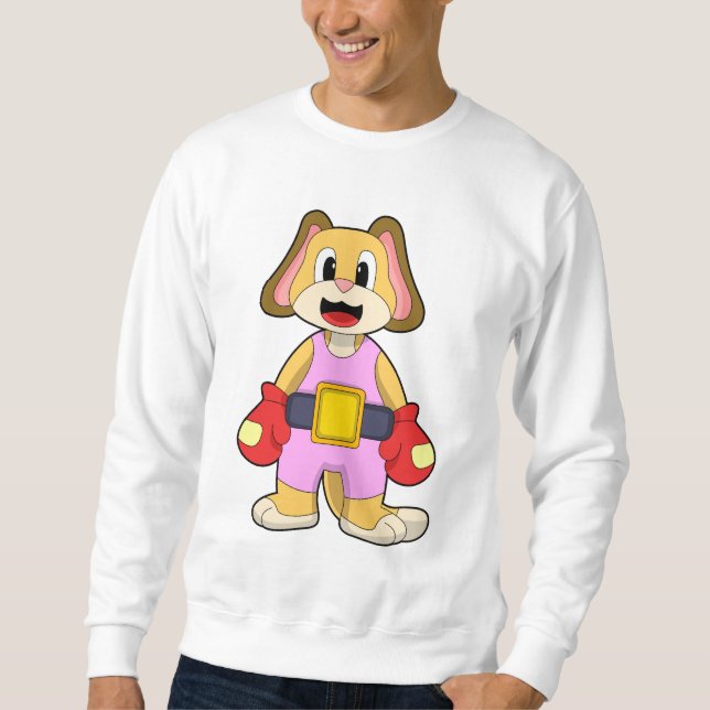 Sudadera Perro en boxeo con guantes de boxeo (Anverso)