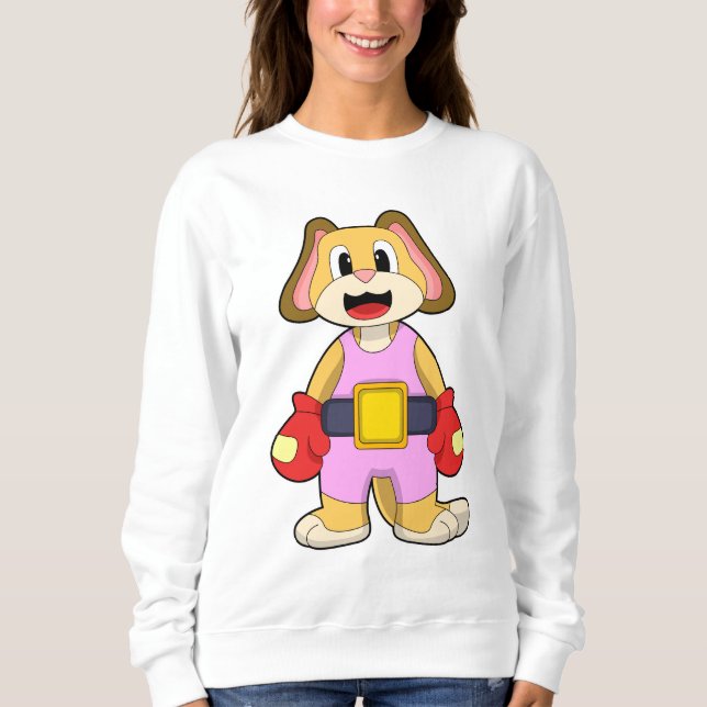 Sudadera Perro en boxeo con guantes de boxeo (Anverso)