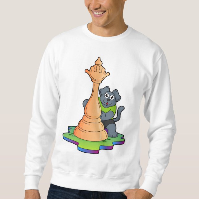 Sudadera Perro en el ajedrez con reina de ajedrez (Anverso)