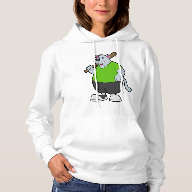 Sudadera Perro en el béisbol con bate de béisbol (Anverso)