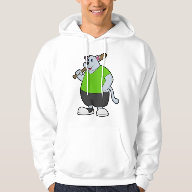 Sudadera Perro en el béisbol con bate de béisbol (Anverso)