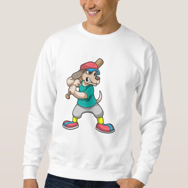 Sudadera Perro en el béisbol con bate de béisbol (Anverso)