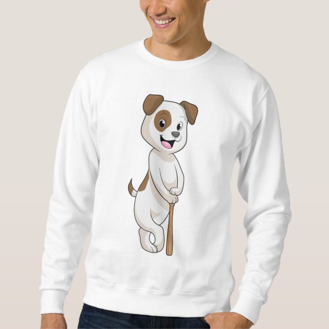 Sudadera Perro en el béisbol con bate de béisbol (Anverso)