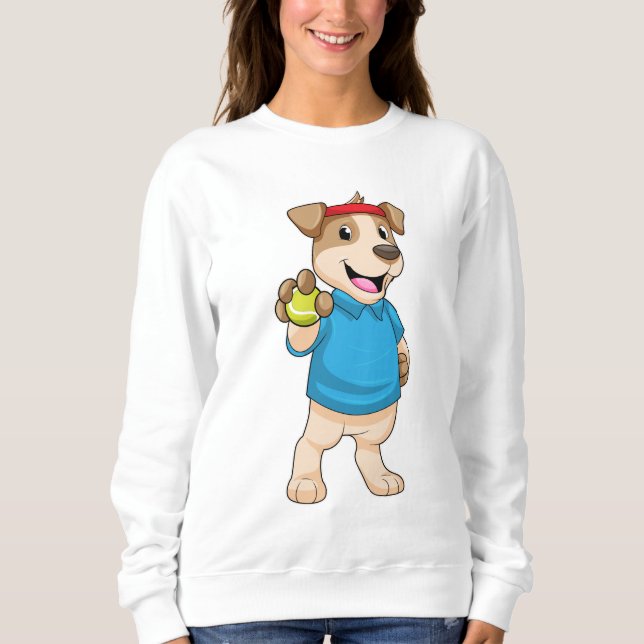 Sudadera Perro en el tenis con baile de tenis (Anverso)