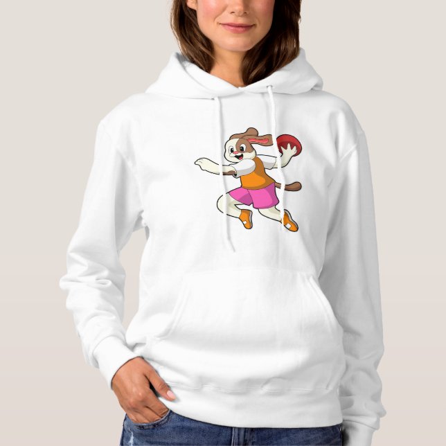 Sudadera Perro en jugador de balonmano con balonmano (Anverso)