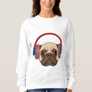 Sudadera Perro en la música con auriculares