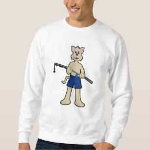 Sudadera Perro en la pesca con vara de pesca y pescado