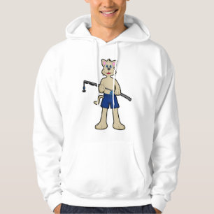 Sudadera Perro en la pesca con vara de pesca y pescado