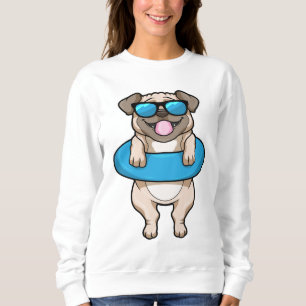 Sudadera Perro en Natación con anillo de natación