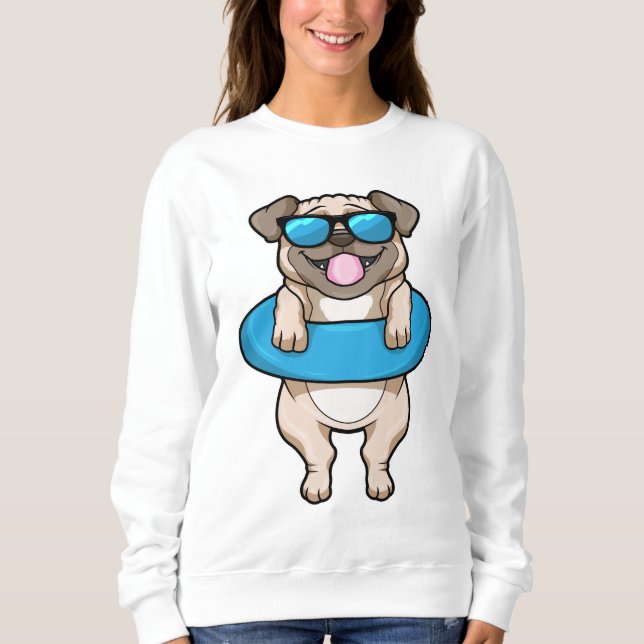 Sudadera Perro en Natación con anillo de natación (Anverso)