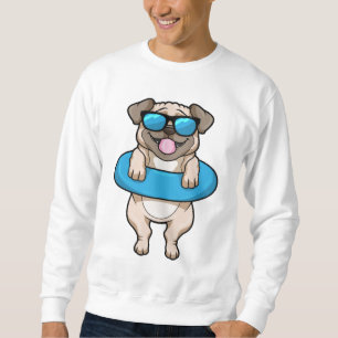 Sudadera Perro en Natación con anillo de natación